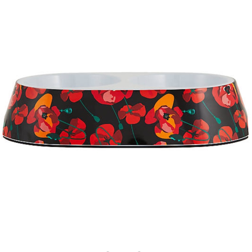 Top Paw® Black & Red Poppy Melamine Double Diner Dog Bowl